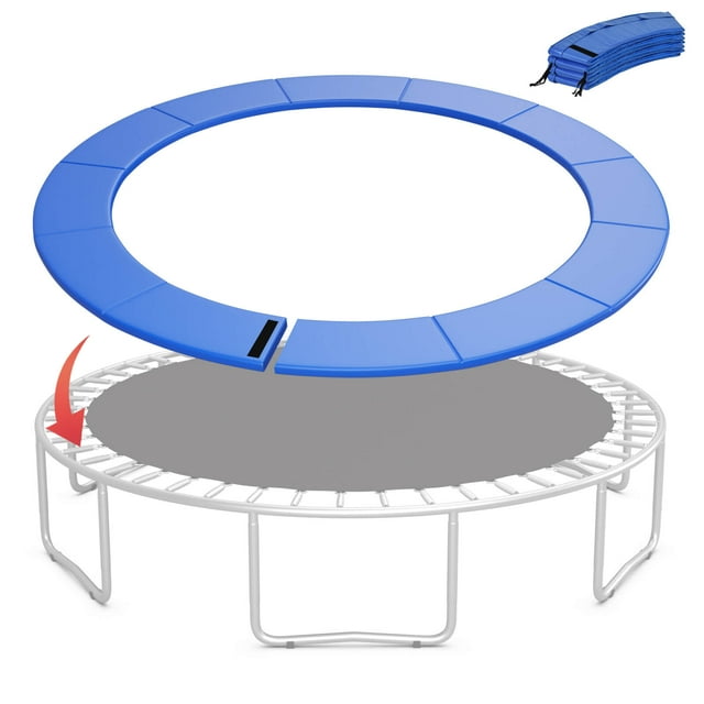 Gymax Housse Universelle pour Ressort de Trampoline 15 Pi à Compartiments avec Attache à Crochets et Boucles, Imperméable