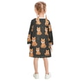 thumbnail image 3 of Girls' long-sleeved dress Cute Dog Girls' A-line dress with ribbed cuffs Soft and comfortable, 3 of 6