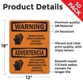 thumbnail image 2 of Wear Gloves Caustic Solutions Bilingual OSHA WARNING Vinyl Decal Label 18 Inch x 12 Inch - 10 Pack, 2 of 6