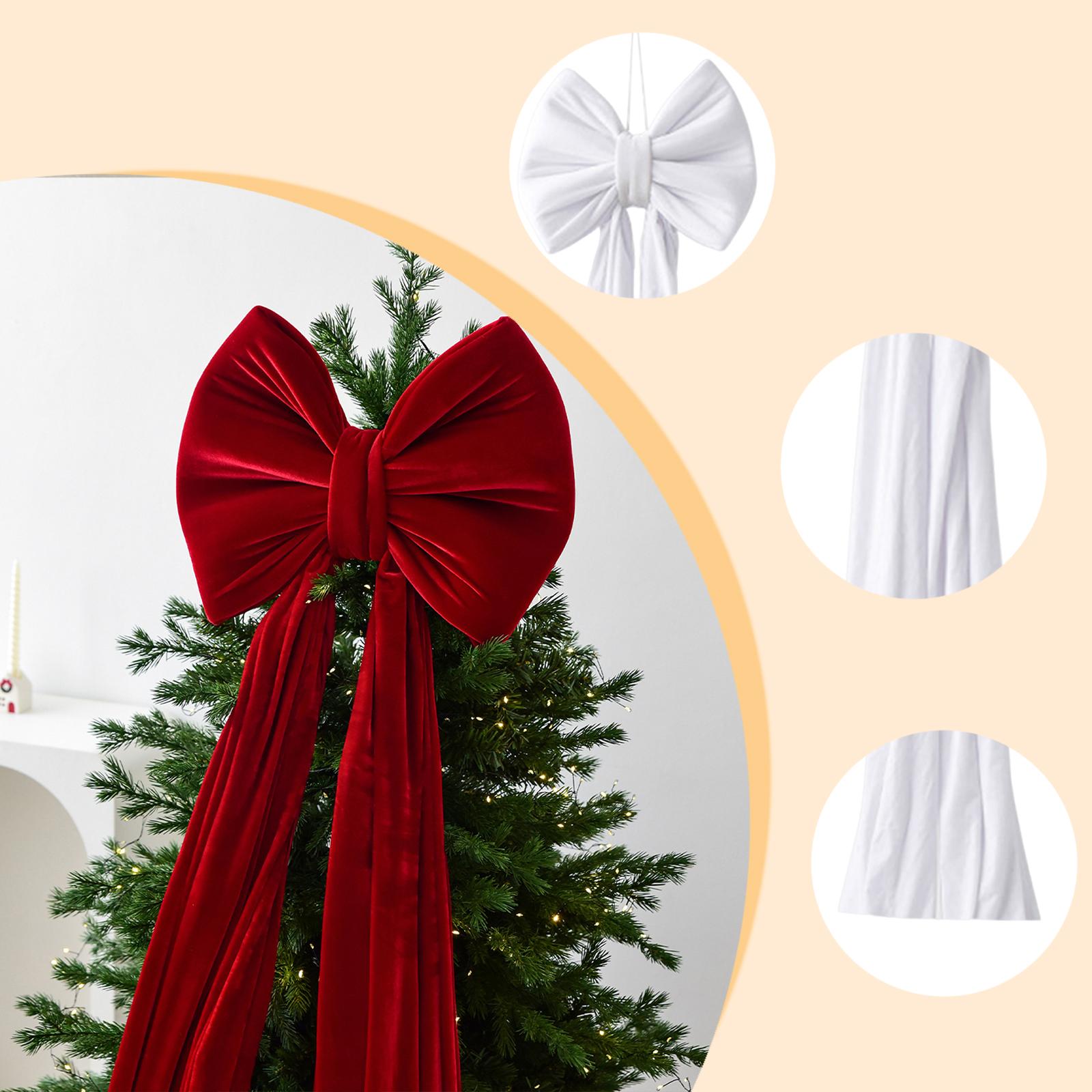 Tree Topper Bow Giant Velvet Christmas Bow Extra Large Size for Outdoor Pillar Home Room Ornament