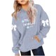 thumbnail image 1 of Camiseta de manga larga con lazo para niños, cuello redondo liso, parte superior lisa, adecuada para niños y niñas, sudadera con capucha para niñas, parte superior de poliéster, 1 of 6