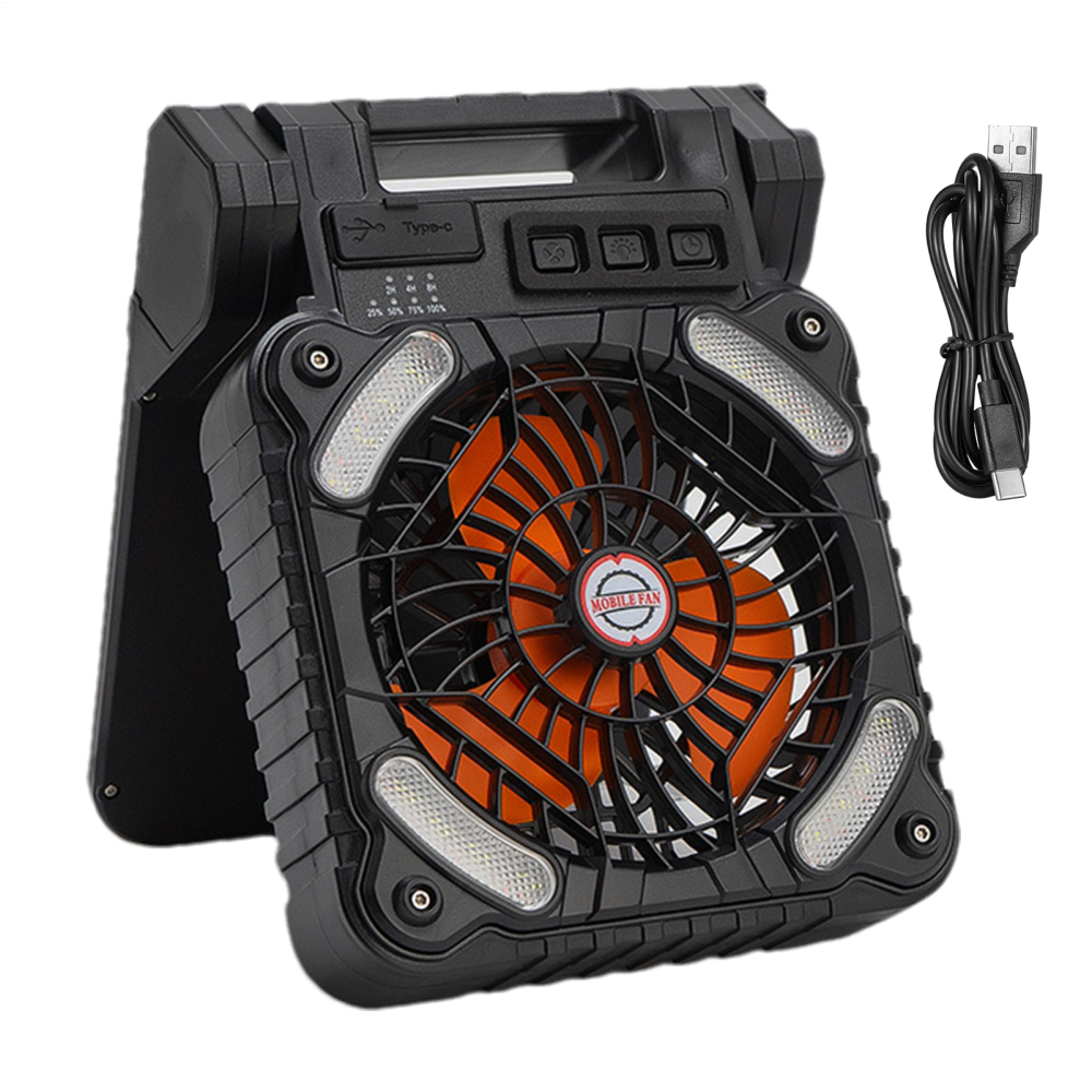 Ridecle Ventilador Solar Solar Camping Fan With LED Lantern Timer Rechargeable Portable Conditioner 4-Speed For Beach Picnic Gardening attractively