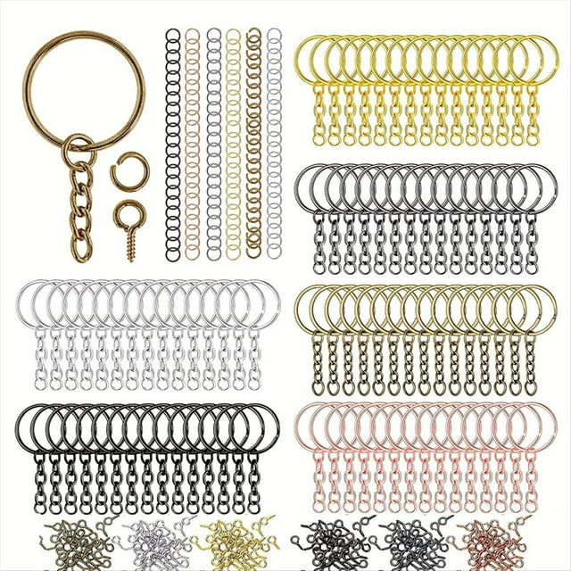 Kit para Hacer Llaveros con Llaveros para Manualidades, Incluye Suministros para Llaveros DIY (25 mm, Colores Surtidos)