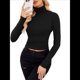 thumbnail image 2 of Camisetas de Larga para Mujer, Ropa Interior Térmica Básica de Otoño, Ropa de Invierno 2025 Negro XXL, 2 of 8
