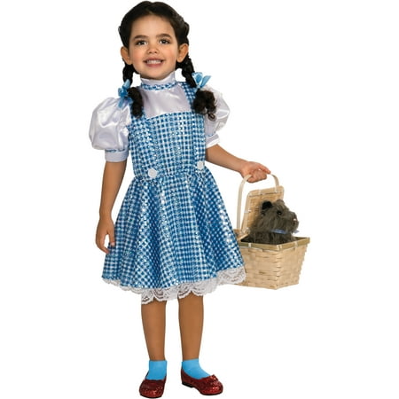 Toddler Officially Licensed Wizard of Oz Sequin Dorothy Halloween Costume 3T-4T, Blue and White