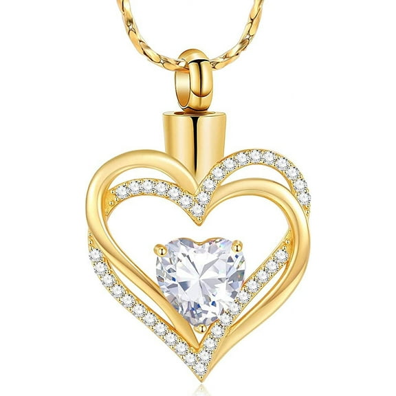 Love Heart Necklace Birthstone Urn Necklaces for Ashes Crystal Birthstone Urn Jewelry Pendant Cremation Keepsake