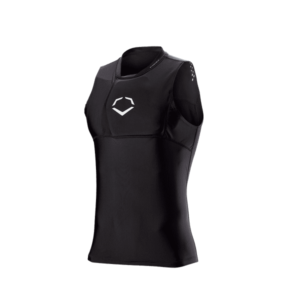 EvoShield NOCSAE Certified Protective Youth Boy's Chest Guard Sleeveless Shirt, Black, Large
