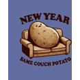 thumbnail image 5 of New Year Same Couch Potato Adult Blue Crew Neck Short Sleeve Tee-Medium, 5 of 5