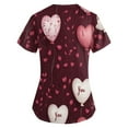 thumbnail image 3 of Valentine's Day Nursing Uniforms Shirts Women Love Heart Printed V Neck Breathable T-Shirts Short Sleeve Professionals Soft Stretch Workwear Shirt with Pockets wine Small, 3 of 4