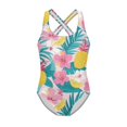 thumbnail image 4 of Uorisanigo Hawaiian Pineapple Swimsuits for Girls Size 7-8 Cross Shoulder Strap One Piece Swimming Suits Polyester and Spandex Fabric Beach Sport Swimwear, 4 of 7