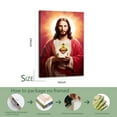 thumbnail image 3 of Sacred Heart Jesus Painting God Poster Wrapped Wooden Frame Wall Decor,,Canvas Wall Art for Living Room,Bedroom,Office,Ready to Hang, 3 of 6