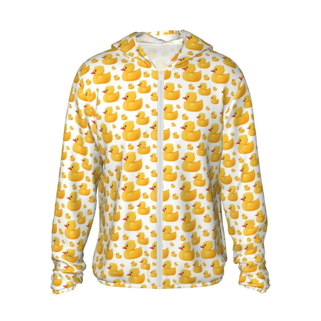 Vsdgher Sweat à Capuche Imprimé Canards en Caoutchouc Jaune pour Hommes Femmes, Manches Longues Protection Solaire Pêche pour Course Natation-TTG