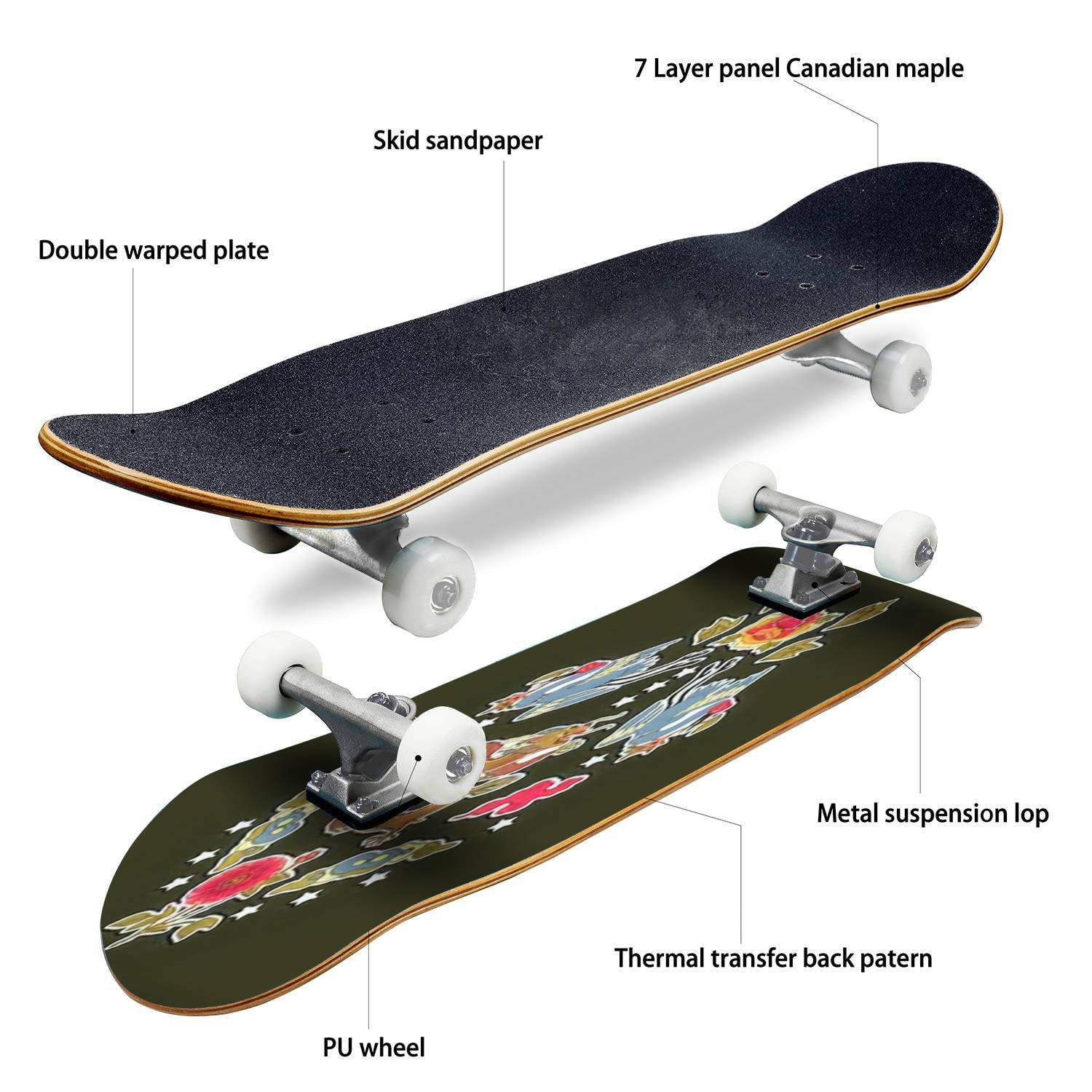 Gold Indigo Malachite Marble Outdoor Skateboard 31x8 Pro Complete Skate Board Cruiser 8 Layers Double Kick Concave Deck Maple Longboards for Youths Sports 