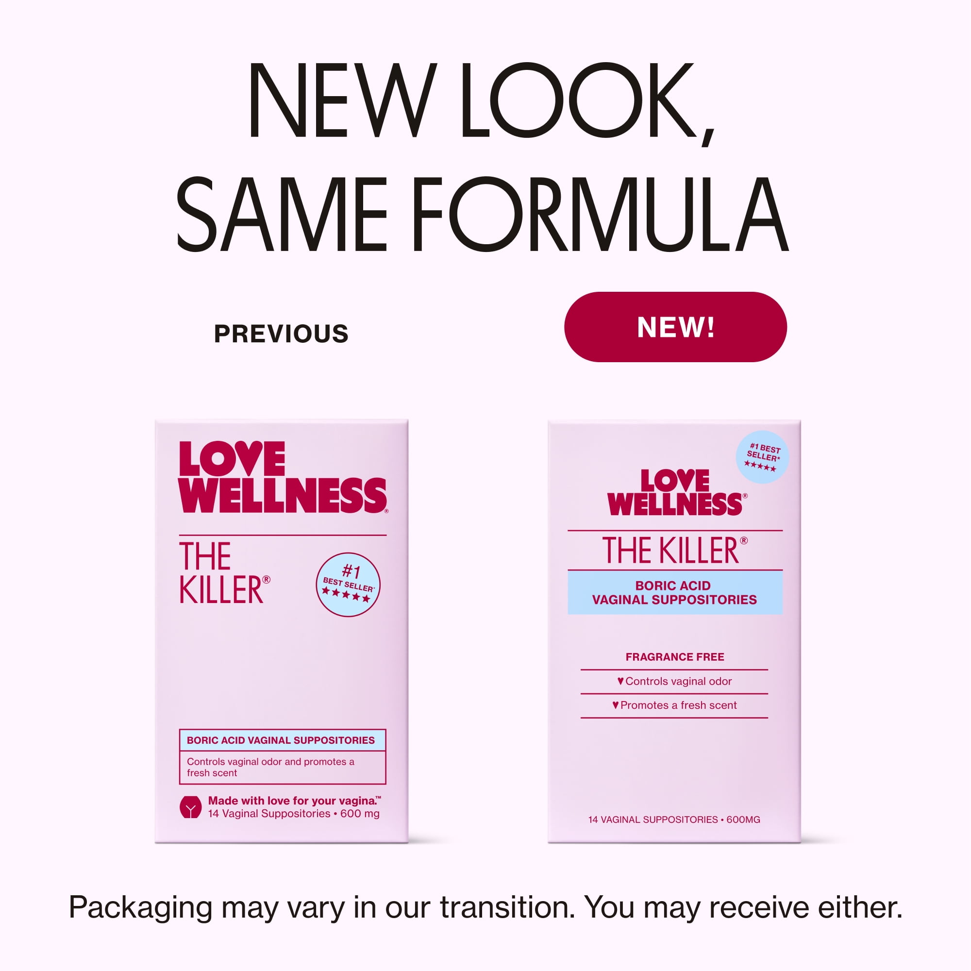 Love Wellness The Killer Boric Acid Vaginal Suppositories, 14ct