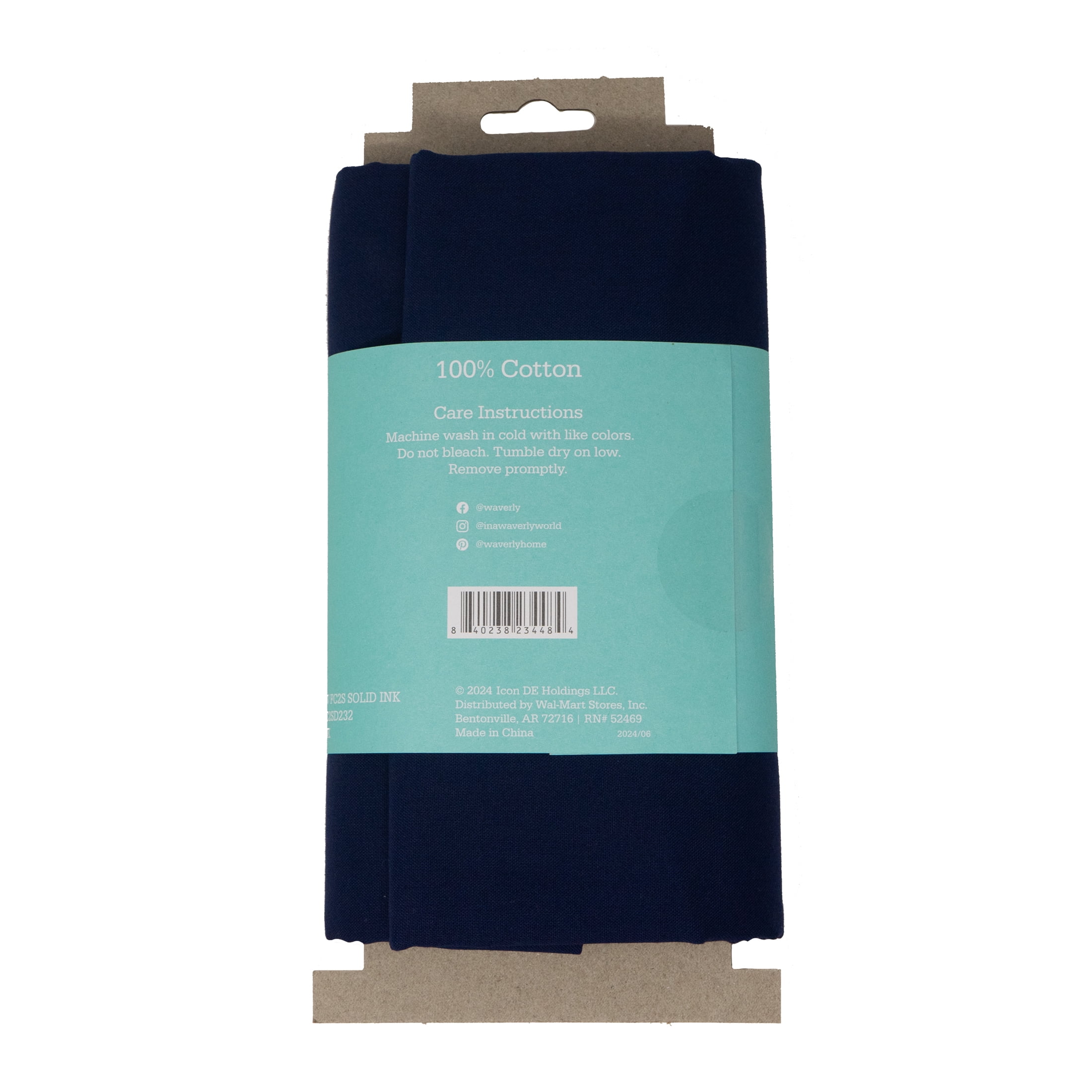 (2 pack) Waverly Inspirations 2 Yard Cut 100% Cotton Solids Fabric, Ink, 44" Wide for Quilting & Sewing
