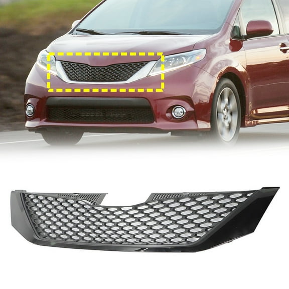 Front Upper Grille Grill Fit for Toyota Sienna 2011-2017