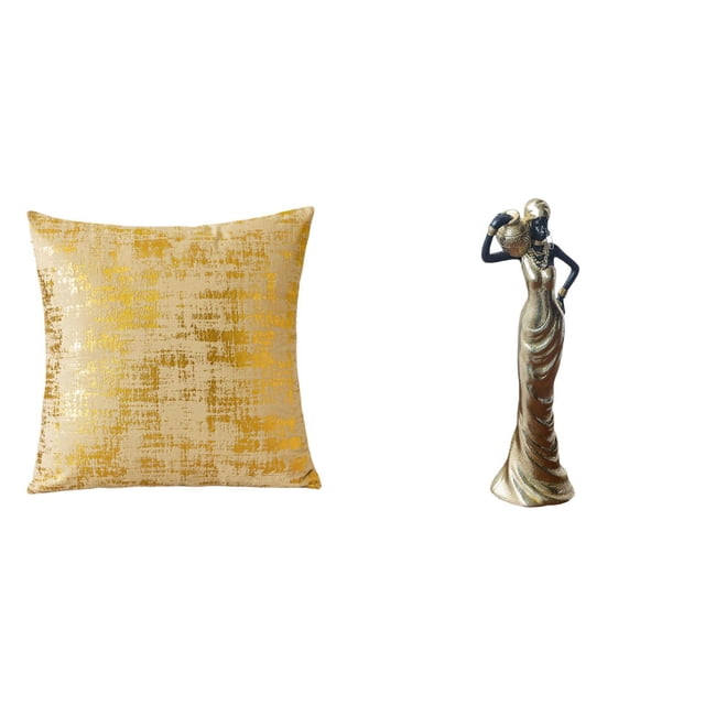 Funda de almohada,Fundas de cojín para sofá cama,funda de almohada cuadrada,Figura de escritorio,Figuritas africanas,artesanías,artículos de escritorio coleccionables,Estatua de dama