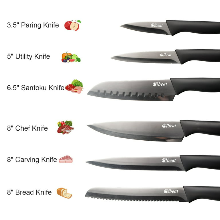 Lot of 6 Good Cook Stainless Steel Knife Knives Utility Knife Set