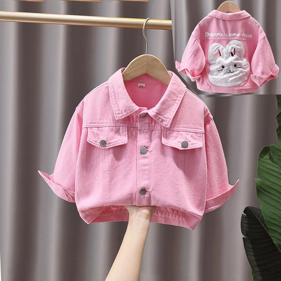 Mifsaly Boys Girls Denim Jacket 2026 Cute Print Button Down Kids Jean Jacket Lapel Long Sleeve Spring Fall Outerwear Unisex Fashion Preppy Outfits
