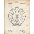 thumbnail image 2 of Borders, Cole 12x14 Black Ornate Wood Framed with Double Matting Museum Art Print Titled - PP615-Vintage Parchment Ferris Wheel 1920 Patent Poster, 2 of 4