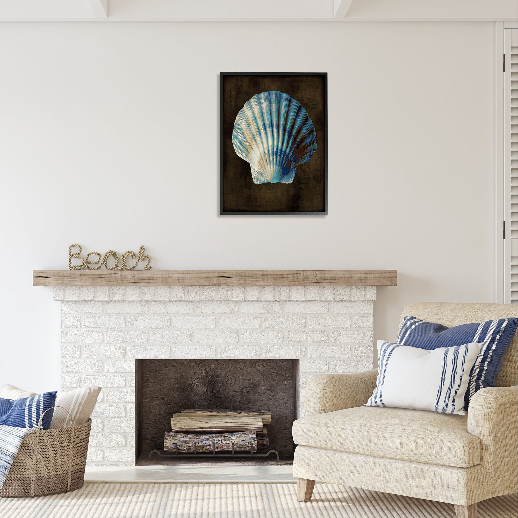 Stupell Industries Dark Clam Shell Nature Painting Black Framed Art Print Wall Art, 24 x 30