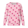 thumbnail image 4 of miqiqism Women Star Printed Sweatshirt Juniors Trendy Crew Neck Long Sleeve Shirt Teen Girls Casual Pullover Top Fall Y2K Tunic Clothes with Pockets,Pink,X-Large, 4 of 6