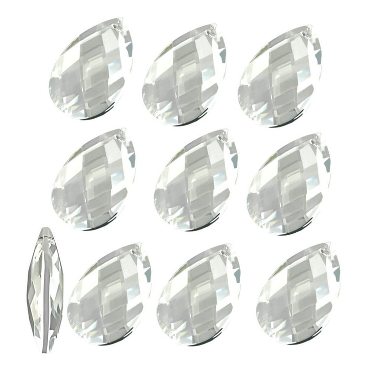 Tiaria Glass Crystal 42-Opaque White teardrop Beads <b>9x6mm </b> faceted  tip-drilled per <b> 100-pc-str</b>