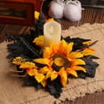 thumbnail image 3 of YIBONIKA 6-Piece Candle Holder Set with Artificial Maple Leaf and Sunflower, Halloween Home Decor, 3 of 6