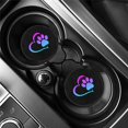 thumbnail image 4 of Gradient Heart Print Dog Paw Car Seat Covers Full Set for Women - Front and Rear Bench Auto Seat Protector with Steering Wheel Cover, Seat Belt Cover, Cup Coaster, Keychains - Cute Car Accessories, 4 of 4