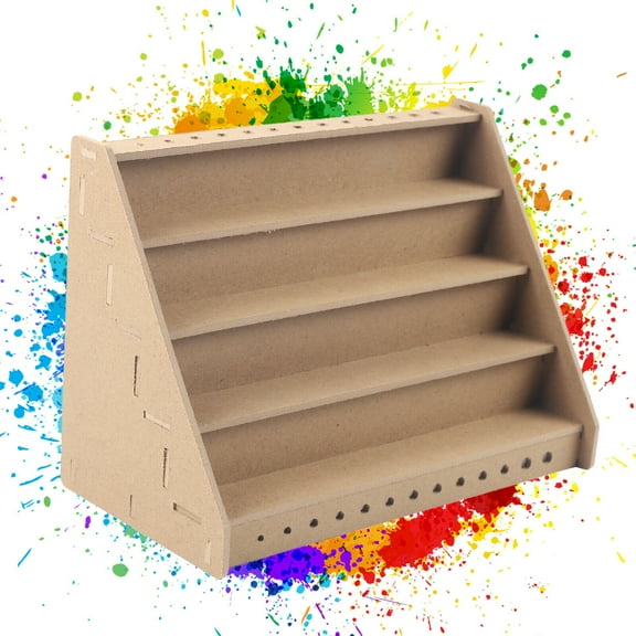 Miumaeov 4 Layer Paint Bottle Rack MDF Storage Stand Holder Cabinet Modular Organizer 12.20*8.46*6.10in