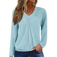 thumbnail image 2 of Guieoi Womens Tops Plus Size Women Sexy Short Sleeve Sequins Loose Polluer Solid V-Neck Blouse Shirt Blue Black*Friday/Cyber*Monday Clearance, 2 of 8