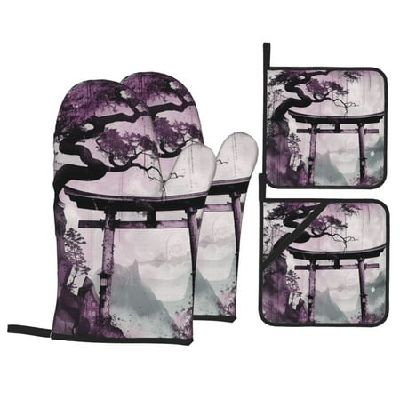 

scene map oven and pan lid 4-piece set are heat-resistant and sturdy suitable for kitchen cooking baking barbecue etc