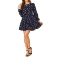 thumbnail image 5 of Allegra K Women's Tiered Dresses Tie Neck Layered Babydoll Dress, 5 of 6