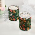 thumbnail image 2 of Yayeee 2 Pack Qtip Holder Bathroom Cotton Swab Canister with Lid Clear Dispenser Set, Brown Christmas Gingerbread, 2 of 6