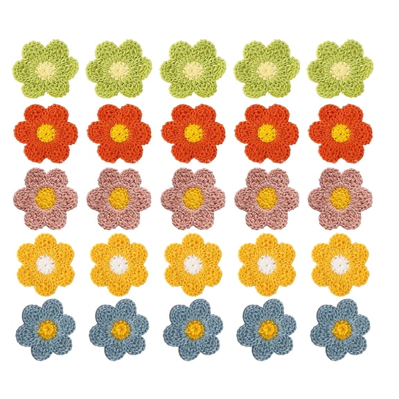 CIMAXIC 25Pcs Sew on Patches Flower Shape Applique for DIY Clothes Accessories