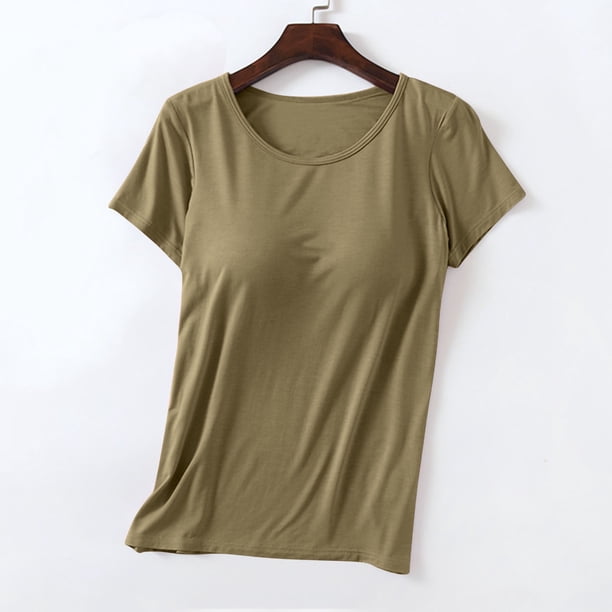 Camisola de manga corta para mujer con almohadilla para el pecho, sin aros de acero, ropa interior para yoga, camiseta deportiva, sujetador de yoga, pijama para mujer