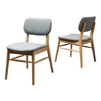GDF Studio Gemma Mid Century Modern Fabric Upholstered Dining Chairs, Set of 2, Gray and Natural Oak