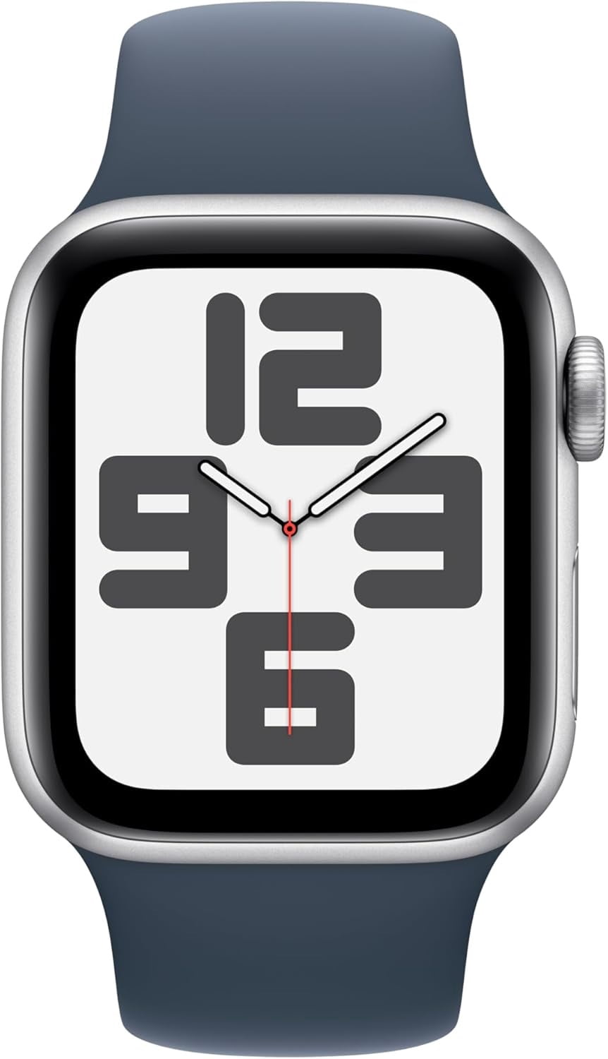 Restored Apple Watch SE (2nd Gen) [GPS 40mm] Smartwatch with Silver Aluminum Case and Storm Blue Sport Band - S/M (Refurbished)