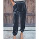 thumbnail image 1 of Pantalones con puños cónicos para mujer, bolsillos laterales, pierna recta de Color puro, pantalones informales con puños ceñidos y cintura elástica, 1 of 5