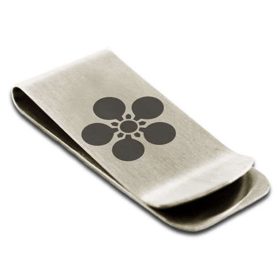 Stainless Steel Maeda Samurai Crest Engraved Money Clip Credit Card Holder