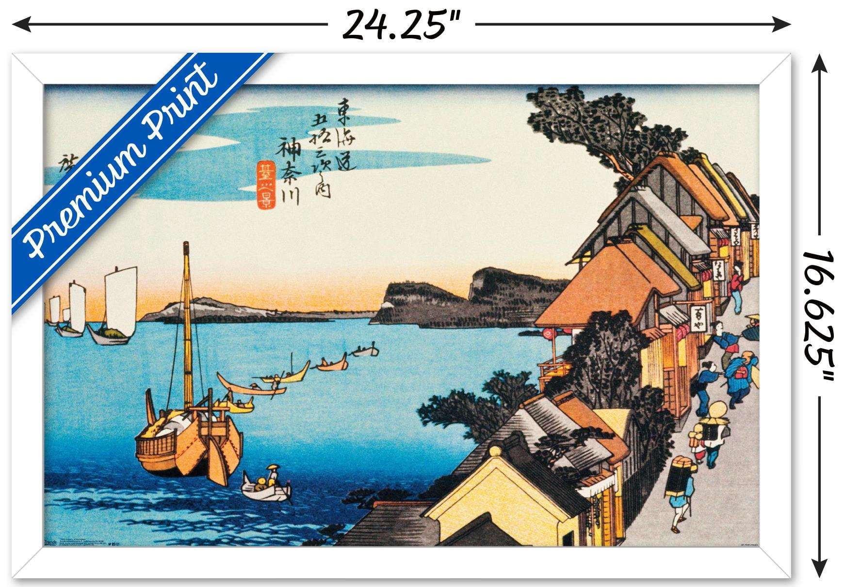 Scenery Of Kanagawa Wall Poster, 14.725" x 22.375", Framed