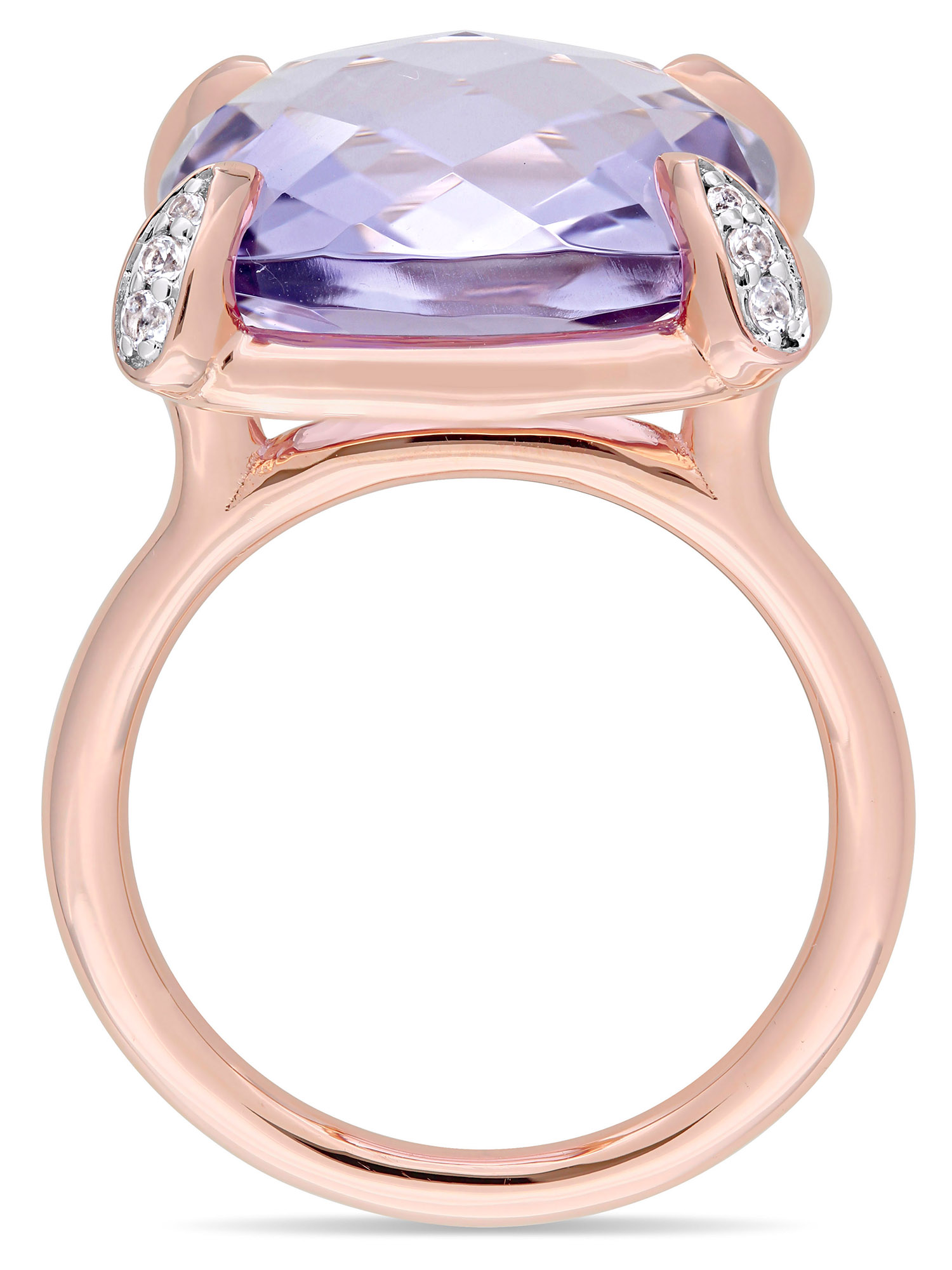15-1/8 Carat T.G.W. Rose de France and White Sapphire 14kt Rose Gold Cocktail Ring - image 4 of 7