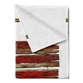 thumbnail image 2 of Prehistoric Country Soft Flannel Fleece Blanket, United States Flag Paint Wooden Planks 4th of July Design Illustration, Cozy Plush for Indoor and Outdoor Use, 60" x 80", Multicolor, by Ambesonne, 2 of 5