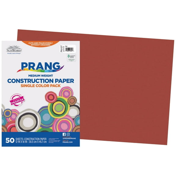 Open Box PRANG SUNWORKS CONSTRUCTION PAPER 12" X 18" 50 SHEETS P6107 - RED