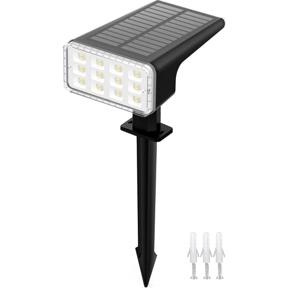 VOCOO Solar Spot LED Lights Outdoor, Waterproof Landscape Spotlight, 3 Modes Outdoor Solar Garden Lights for Lawn Walkway Driveway - 1Pack