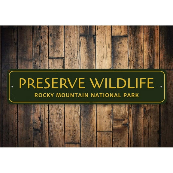 Preserve Wildlife Novelty Sign, Metal Wall Decor - 4x18 inches