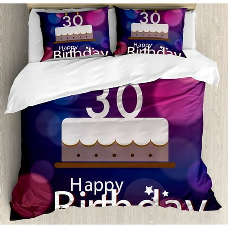 Ambesonne 30th Birthday Decorations Graphic Cake With Candles On
