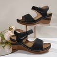 thumbnail image 5 of HomeDM Women's Wedge Sandals Open Toe Ankle Strap Arch Support Summer Walking Beach Sandals, Black Size 7.5, 5 of 9