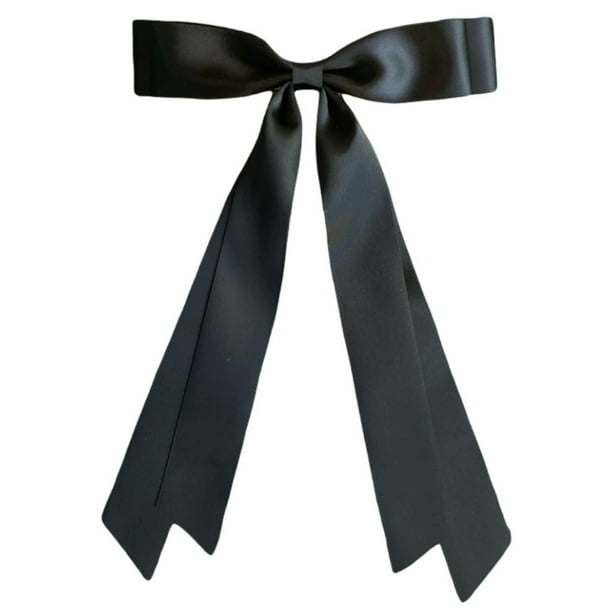 Pinza para el cabello de satén de seda con cola larga, doble capa, cinta gruesa, lazo grande, coleta, clip metálico deslizante, accesorio para el cabello de moda.
