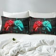 thumbnail image 4 of Erosebridal Video Game Twin Sheet Sets, Neon Red Cyan Gamepad Bedding Twin Size, Contemporary Buffalo Room Decoration 3pcs, 4 of 7
